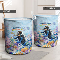 Fiji Taveuni Rainbow Reef Laundry Basket Scuba Diver Vibrant Undersea Coral Garden Watercolor TS04 - Polynesian Pride