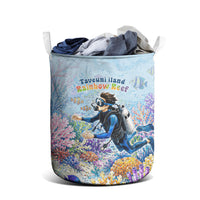 Fiji Taveuni Rainbow Reef Laundry Basket Scuba Diver Vibrant Undersea Coral Garden Watercolor TS04 - Polynesian Pride