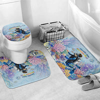 Fiji Taveuni Rainbow Reef Bathroom Set Scuba Diver Vibrant Undersea Coral Garden Watercolor TS04 Mat Set Only (3 pcs) One Size Blue - Polynesian Pride