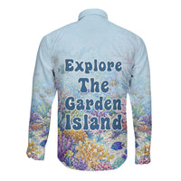 Fiji Taveuni Rainbow Reef Long Sleeve Button Shirt Scuba Diver Vibrant Undersea Coral Garden Watercolor TS04 - Polynesian Pride