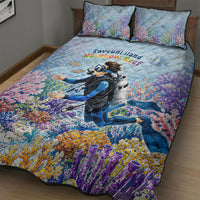Fiji Taveuni Rainbow Reef Quilt Bed Set Scuba Diver Vibrant Undersea Coral Garden Watercolor TS04 - Polynesian Pride