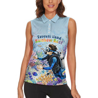 Fiji Taveuni Rainbow Reef Women Sleeveless Polo Shirt Scuba Diver Vibrant Undersea Coral Garden Watercolor TS04 - Polynesian Pride