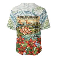 Fiji Taveuni Island Dateline Crossing Baseball Jersey Tropical Cultural Landscape With Tagimoucia Floral Pattern
