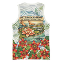 Fiji Taveuni Island Dateline Crossing Basketball Jersey Tropical Cultural Landscape With Tagimoucia Floral Pattern TS04 - Polynesian Pride
