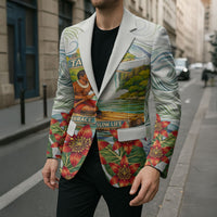Fiji Taveuni Island Dateline Crossing Blazer Tropical Cultural Landscape With Tagimoucia Floral Pattern TS04 - Polynesian Pride