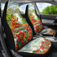 Fiji Taveuni Island Dateline Crossing Car Seat Cover Tropical Cultural Landscape With Tagimoucia Floral Pattern TS04 - Polynesian Pride