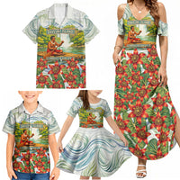 Fiji Taveuni Island Dateline Crossing Family Matching Summer Maxi Dress and Hawaiian Shirt Tropical Cultural Landscape With Tagimoucia Floral Pattern TS04 - Polynesian Pride