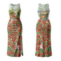 Fiji Taveuni Island Dateline Crossing Family Matching Tank Maxi Dress and Hawaiian Shirt Tropical Cultural Landscape With Tagimoucia Floral Pattern TS04 Mom's Dress White Green - Polynesian Pride