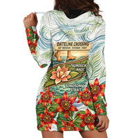 Fiji Taveuni Island Dateline Crossing Hoodie Dress Tropical Cultural Landscape With Tagimoucia Floral Pattern TS04 - Polynesian Pride