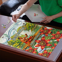Fiji Taveuni Island Dateline Crossing Puzzle Tropical Cultural Landscape With Tagimoucia Floral Pattern TS04 - Polynesian Pride