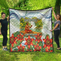 Fiji Taveuni Island Dateline Crossing Quilt Tropical Cultural Landscape With Tagimoucia Floral Pattern TS04 - Polynesian Pride