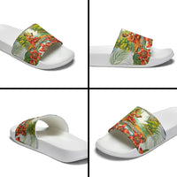 Fiji Taveuni Island Dateline Crossing Slide Sandals Tropical Cultural Landscape With Tagimoucia Floral Pattern TS04 - Polynesian Pride