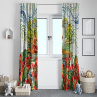 Fiji Taveuni Island Dateline Crossing Window Curtain Tropical Cultural Landscape With Tagimoucia Floral Pattern TS04 - Polynesian Pride