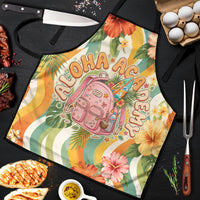 Hawaii Aloha Academy Back To School Apron Sea Turtle Tropical Hibiscus Flowers Retro Psychedelic TS04 Orange Green - Polynesian Pride