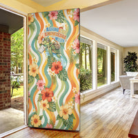 Hawaii Aloha Academy Back To School Door Cover Sea Turtle Tropical Hibiscus Flowers Retro Psychedelic TS04 - Polynesian Pride