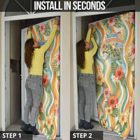Hawaii Aloha Academy Back To School Door Cover Sea Turtle Tropical Hibiscus Flowers Retro Psychedelic TS04 - Polynesian Pride