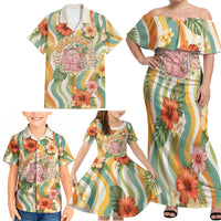 Hawaii Aloha Academy Back To School Family Matching Off Shoulder Maxi Dress and Hawaiian Shirt Sea Turtle Tropical Hibiscus Flowers Retro Psychedelic TS04 - Polynesian Pride