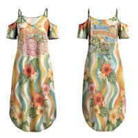 Hawaii Aloha Academy Back To School Family Matching Summer Maxi Dress and Hawaiian Shirt Sea Turtle Tropical Hibiscus Flowers Retro Psychedelic TS04 Mom's Dress Orange Green - Polynesian Pride