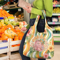 Hawaii Aloha Academy Back To School Grocery Bag Sea Turtle Tropical Hibiscus Flowers Retro Psychedelic TS04 - Polynesian Pride