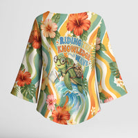 Hawaii Aloha Academy Back To School Kimono Sleeve Blouse Sea Turtle Tropical Hibiscus Flowers Retro Psychedelic TS04 - Polynesian Pride