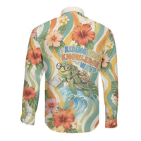 Hawaii Aloha Academy Back To School Long Sleeve Button Shirt Sea Turtle Tropical Hibiscus Flowers Retro Psychedelic TS04 - Polynesian Pride