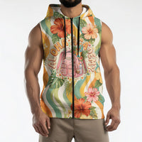Hawaii Aloha Academy Back To School Sleeveless Zip Hoodie Sea Turtle Tropical Hibiscus Flowers Retro Psychedelic TS04 - Polynesian Pride