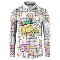 Hawaii Cruising Back To School Button Sweatshirt Grid Pattern With School Bag And Vintage Surf Van TS04 White Yellow - Polynesian Pride