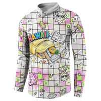 Hawaii Cruising Back To School Button Sweatshirt Grid Pattern With School Bag And Vintage Surf Van TS04 - Polynesian Pride