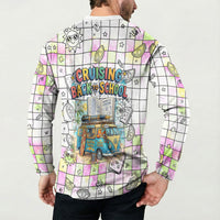 Hawaii Cruising Back To School Button Sweatshirt Grid Pattern With School Bag And Vintage Surf Van TS04 - Polynesian Pride