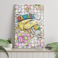 Hawaii Cruising Back To School Canvas Wall Art Grid Pattern With School Bag And Vintage Surf Van TS04 - Polynesian Pride