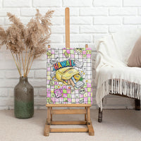 Hawaii Cruising Back To School Canvas Wall Art Grid Pattern With School Bag And Vintage Surf Van TS04 - Polynesian Pride