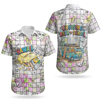 Hawaii Cruising Back To School Couples Matching Mermaid Dress and Hawaiian Shirt Grid Pattern With School Bag And Vintage Surf Van TS04 - Polynesian Pride