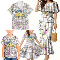 Hawaii Cruising Back To School Family Matching Mermaid Dress and Hawaiian Shirt Grid Pattern With School Bag And Vintage Surf Van TS04 - Polynesian Pride