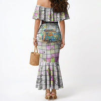 Hawaii Cruising Back To School Mermaid Dress Grid Pattern With School Bag And Vintage Surf Van TS04 - Polynesian Pride