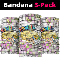 Hawaii Cruising Back To School Neck Gaiter Grid Pattern With School Bag And Vintage Surf Van TS04 package One Size: 25*50cm White Yellow - Polynesian Pride