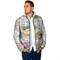 Hawaii Cruising Back To School Padded Jacket Grid Pattern With School Bag And Vintage Surf Van TS04 - Polynesian Pride