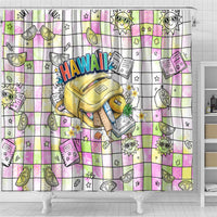 Hawaii Cruising Back To School Shower Curtain Grid Pattern With School Bag And Vintage Surf Van TS04 - Polynesian Pride