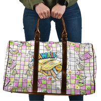 Hawaii Cruising Back To School Travel Bag Grid Pattern With School Bag And Vintage Surf Van