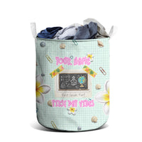 Personalized Hawaii Back To School Dolphin Laundry Basket Grid Notebook Background With Dolphin Mascot And Plumeria Flowers TS04 - Polynesian Pride