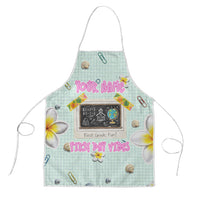 Personalized Hawaii Back To School Dolphin Apron Grid Notebook Background With Dolphin Mascot And Plumeria Flowers TS04 Green White - Polynesian Pride
