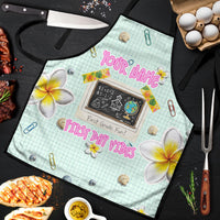 Personalized Hawaii Back To School Dolphin Apron Grid Notebook Background With Dolphin Mascot And Plumeria Flowers TS04 Green White - Polynesian Pride