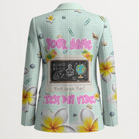 Personalized Hawaii Back To School Dolphin Blazer Grid Notebook Background With Dolphin Mascot And Plumeria Flowers TS04 - Polynesian Pride