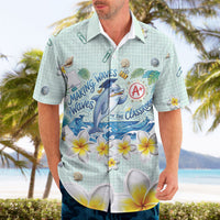 Personalized Hawaii Back To School Dolphin Hawaiian Shirt Grid Notebook Background With Dolphin Mascot And Plumeria Flowers TS04 - Polynesian Pride