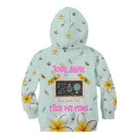 Personalized Hawaii Back To School Dolphin Kid Hoodie Grid Notebook Background With Dolphin Mascot And Plumeria Flowers TS04 - Polynesian Pride