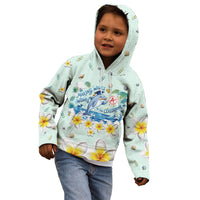Personalized Hawaii Back To School Dolphin Kid Hoodie Grid Notebook Background With Dolphin Mascot And Plumeria Flowers TS04 - Polynesian Pride