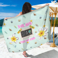 Personalized Hawaii Back To School Dolphin Sarong Grid Notebook Background With Dolphin Mascot And Plumeria Flowers TS04 One Size 44 x 66 inches Green White - Polynesian Pride