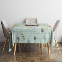 Personalized Hawaii Back To School Dolphin Tablecloth Grid Notebook Background With Dolphin Mascot And Plumeria Flowers TS04 - Polynesian Pride