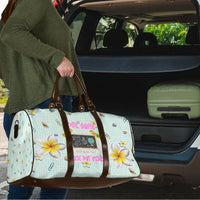 Personalized Hawaii Back To School Dolphin Travel Bag Grid Notebook Background With Dolphin Mascot And Plumeria Flowers TS04 - Polynesian Pride
