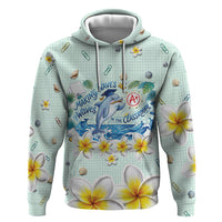 Personalized Hawaii Back To School Dolphin Zip Hoodie Grid Notebook Background With Dolphin Mascot And Plumeria Flowers TS04 Pullover Hoodie Green White - Polynesian Pride