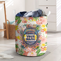 Personalized Hawaii School Club Back To Class Laundry Basket Retro Tropical Hibiscus Pattern With Open Notebook TS04 White Orange - Polynesian Pride